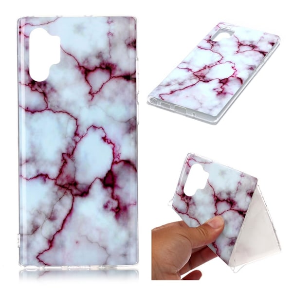 Marmormotiv Samsung Galaxy Note 10 Plus skal - Ros / Vit Vit