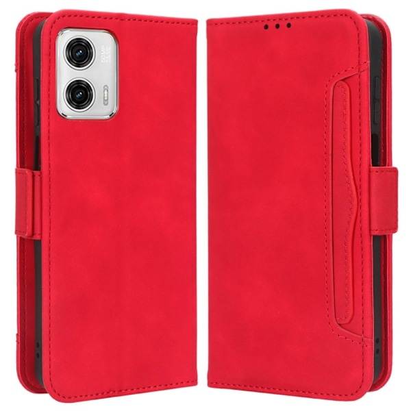 Stilfuldt Læder Etui med Pung til Motorola Moto G73 - Rød Red