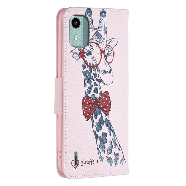 Wonderland Nokia C12 Plus / C12 / C12 Pro Läppäkotelo - Giraffe Pink
