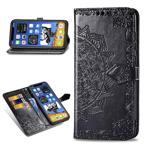 Mandala iPhone 12 Mini læderetui - Blå Blue
