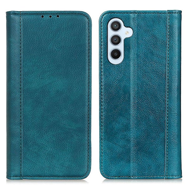 Äkta läder Samsung Galaxy A54 fodral med magnetisk stängning Grön