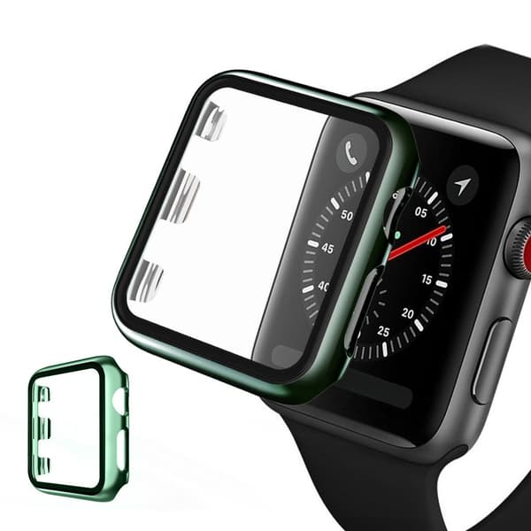 Apple Watch Series 5 40mm electroplating frame with tempered glass - Green Grön