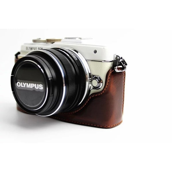 Olympus E-PL7 - E-PL8 - E-PL9 kameraskydd för underdelen syntetläder - Kaffe Brun