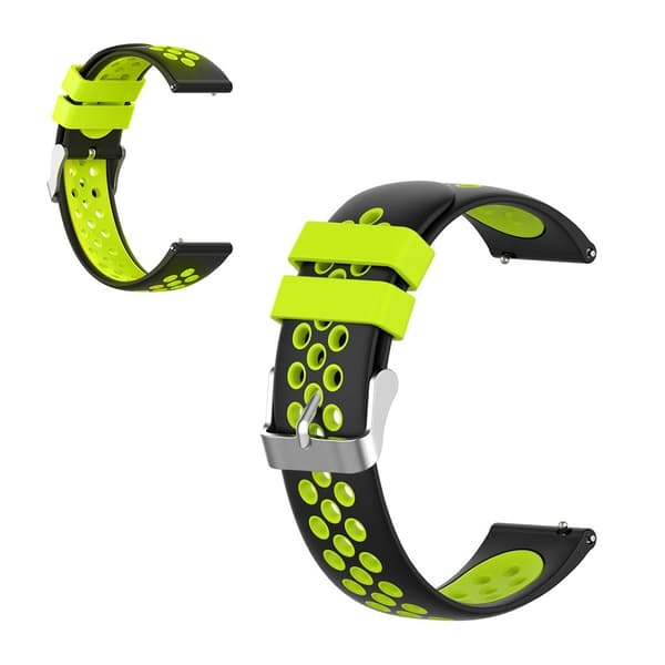 22mm Universal dual color + loop silikone urrem - Sort / Grøn Green