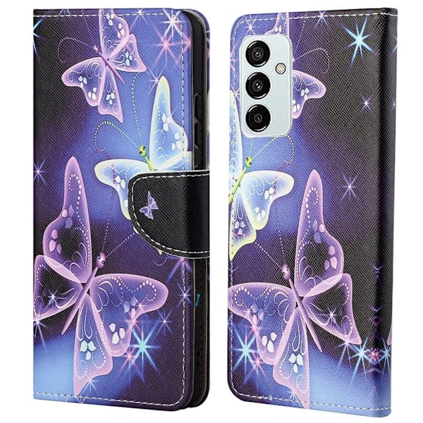 Wonderland Samsung Galaxy M23 flip etui - Funklende Sommerfugle Purple