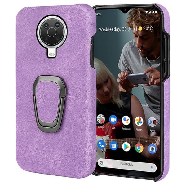 Stødsikkert lædercover med oval kickstand til Nokia G20 - Lilla Purple