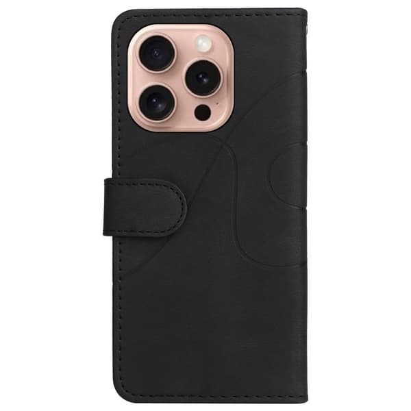 Teksturoitu nahkakotelo hihnalla iPhone 16 Pro - Musta Black