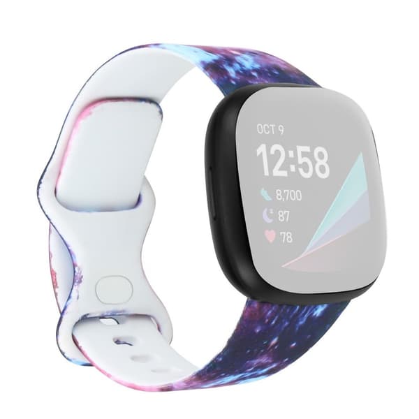 Beautiful pattern in silicone watch band for Fitbit Versa 3 - Galaxy Pattern / Size: S multifärg
