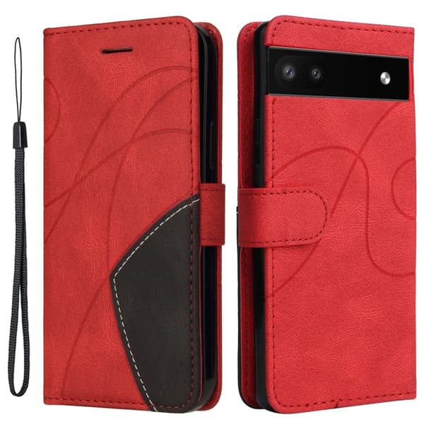 Teksturert læretui med stropp for Google Pixel 6a - Rød Red