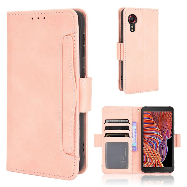 Modern-styled Læder Pung Etui til Samsung Galaxy Xcover 5 - Lyserød Pink