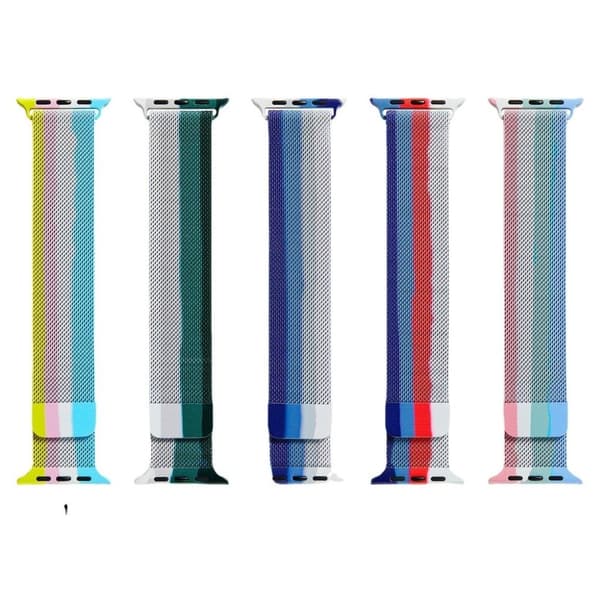 Apple Watch 40 mm urrem med regnbuelinje - Gul / Lyserød / Sølv / Blå Multicolor