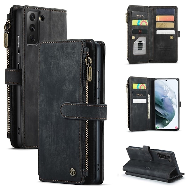CaseMe vetoketjullinen lompakko-puhelinkotelo Samsung Galaxy S22 Plus - Musta Black