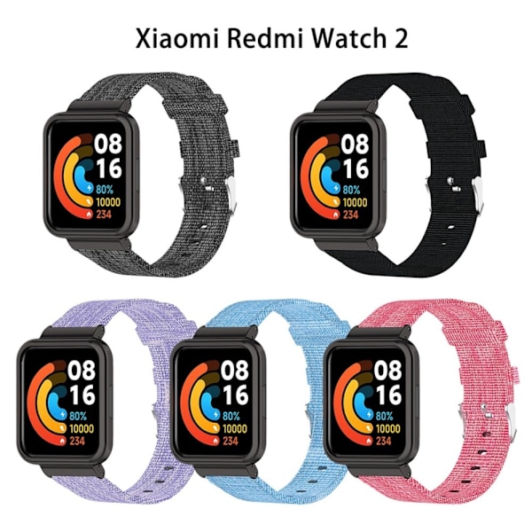 Xiaomi Redmi Watch 2 nylon åndbar urrem - Sort Blå Blue