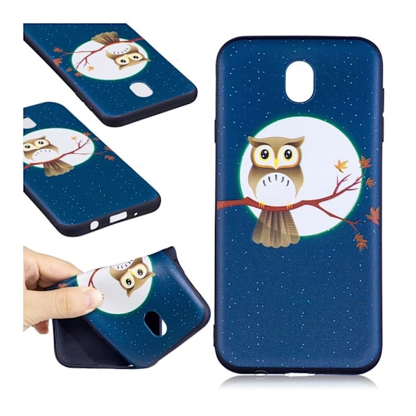 Samsung Galaxy J7 (2017) Flexibelt silikon skal - Uggla månen multifärg