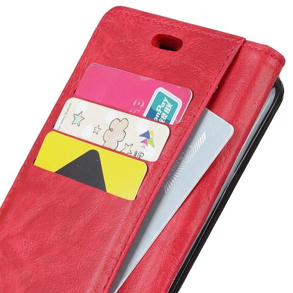 iPhone 9 Plus mobilfodral silikon syntetläder plånbok stående - Röd