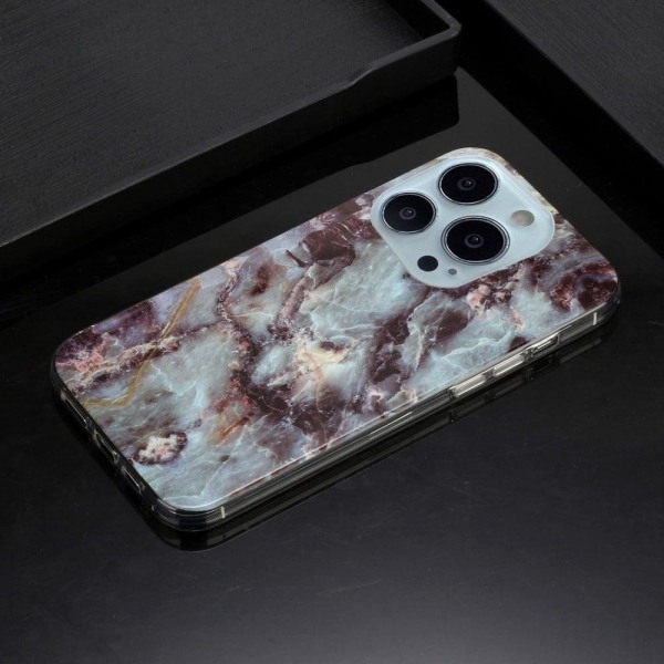 Marble iPhone 14 Pro Max Suojakotelo - Harmaa Marble Silver grey
