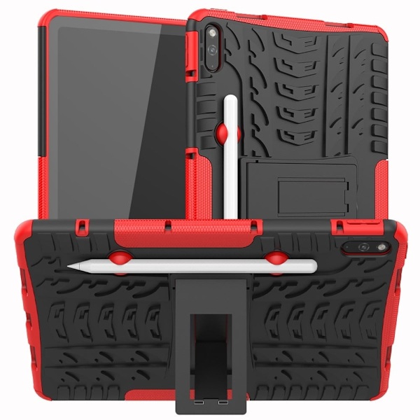 Däckmönstrat kickstand-fodral för Huawei MatePad 10.4 - Röd Röd