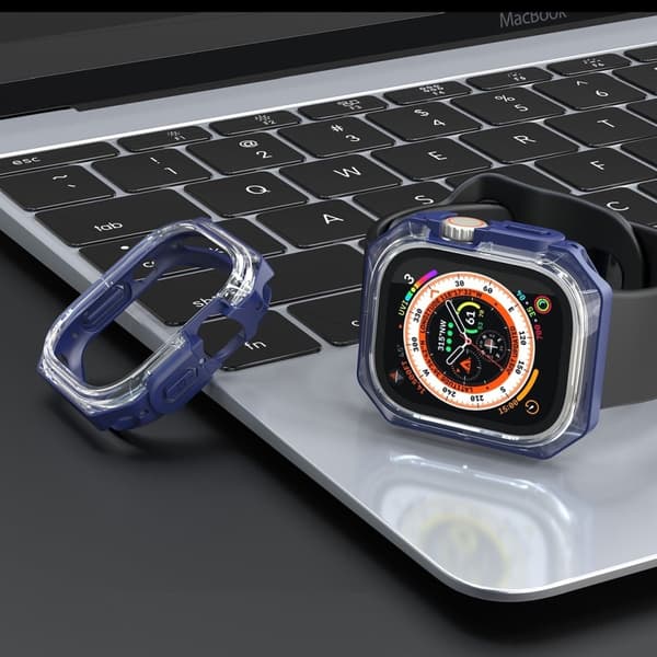 Apple Watch Series 7 / 8 / 9 41mm Watch Frame Case Bump Resistant+Flexible Smartwatch Edge Protector - Blue Blue