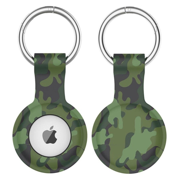 AirTags pattern silicone cover with key ring - Camouflage Green Green
