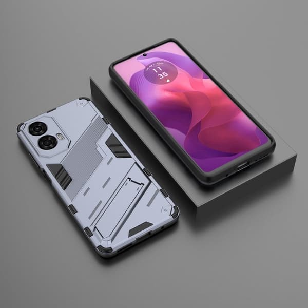 Støtsikkert hybriddeksel med et moderne preg for Motorola Moto G24 - Grå Silver grey