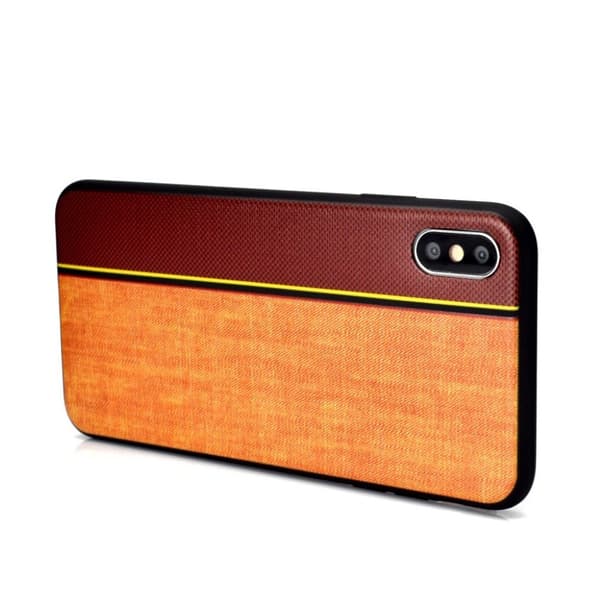 iPhone Xs Max soft case i jeansstof med tekstur - Brun/Kaki Beige
