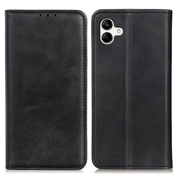Flip Etui med Pung i Ægte Læder til Samsung Galaxy A04 - Sort Black