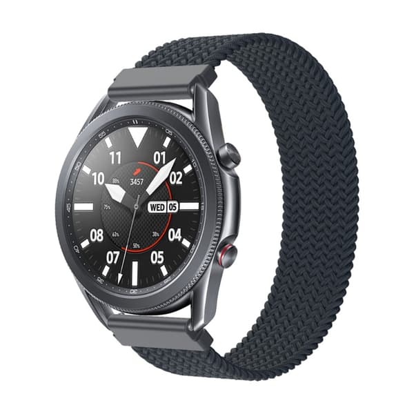 Samsung Galaxy Watch 3 (45 mm) elastisk nylon-urrem - Charcoal Størrelse: Xl Black