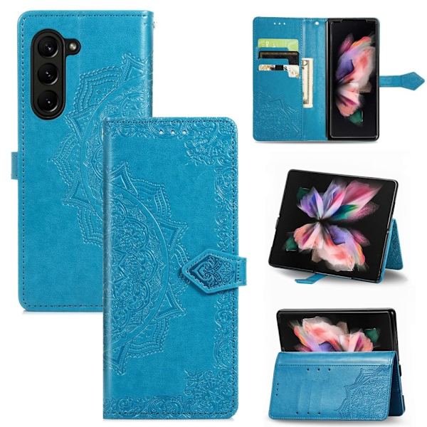 Mandala Samsung Galaxy Z Fold5 læderetui - Blå Blue