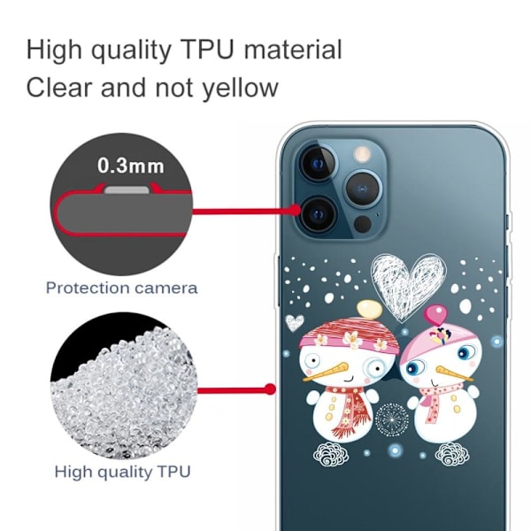 Julfodral till iPhone 14 Pro - Snögubbe Par Vit