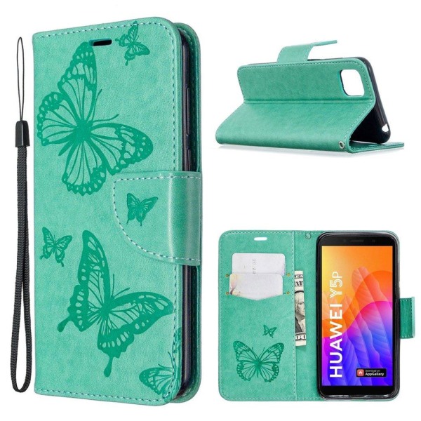 Butterfly Huawei Y5p / Honor 9s Flip Etui - Grøn Green