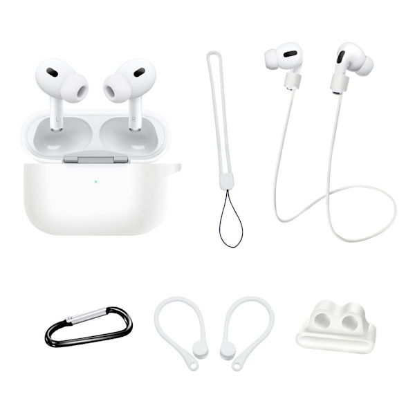 AirPods Pro 2 silikoneovertræk med tilbehørssæt - Hvid White