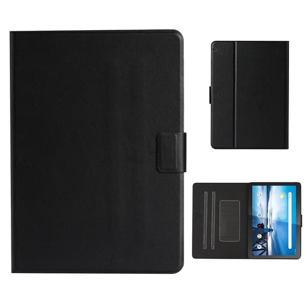 Lenovo Tab M10 Simple Themed Lær Etui - Svart Black