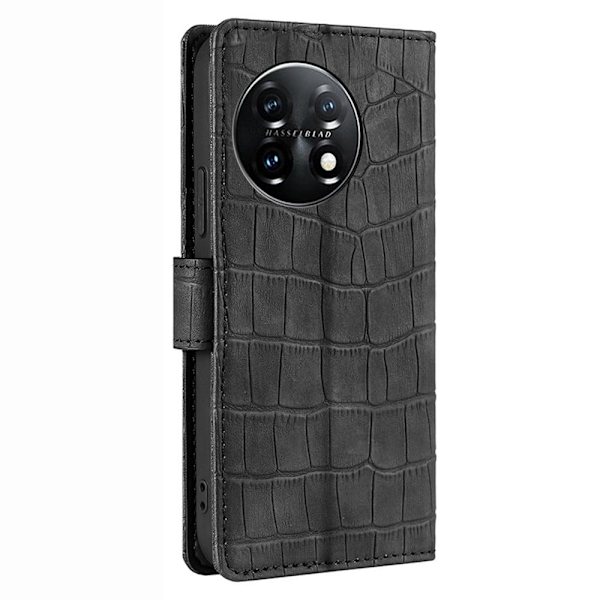 Læderetui med Krokodille Tekstur til OnePlus 11 - Sort Black
