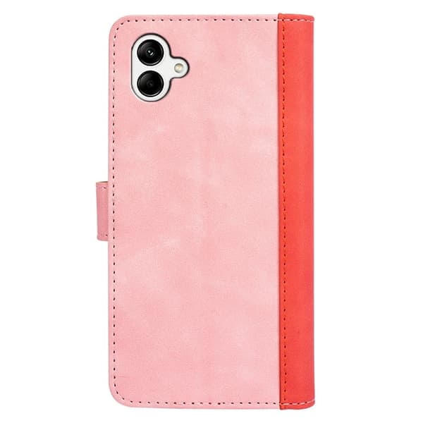 To Farvet Læder Flip Case til Samsung Galaxy A04 - Lyserød Pink