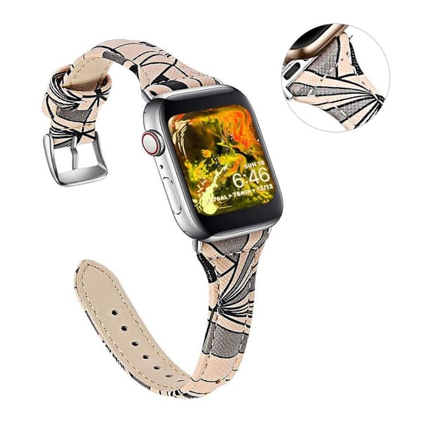 Apple Watch 40mm geometrisk læderurrem - Aprikos / Sort Brown