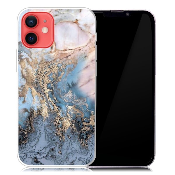 Marmormotiv iPhone 13 skal - Blåaktig Guldmarmor multifärg
