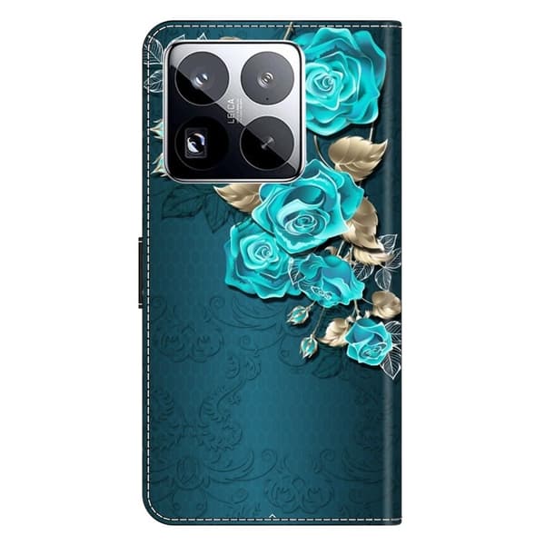 Xiaomi 15 Pro Fodral Magnetiskt lås 3D-mönster Läder Plånbok Telefonskal - Blå Ros Blå