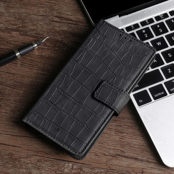 Krokotiilin Nahkainen Läppäkotelo For Sony Xperia 5 Iv - Musta Black