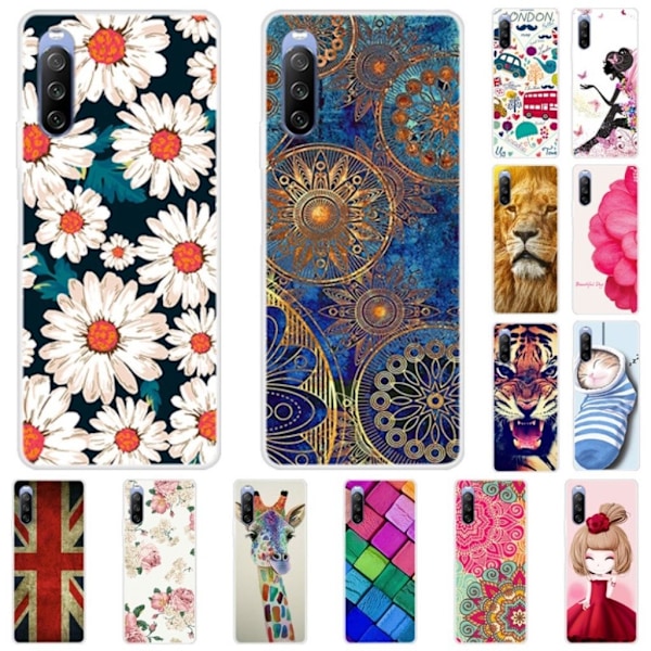 Deco Sony Xperia 10 III Etui - Hvid Base Blomst Multicolor