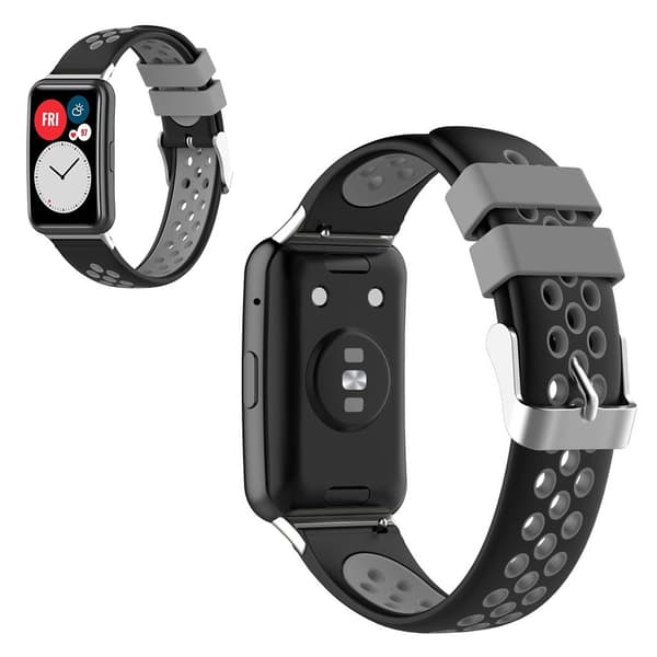 Huawei Watch Fit tofarvet silikoneurrem - Sort / Grå Black