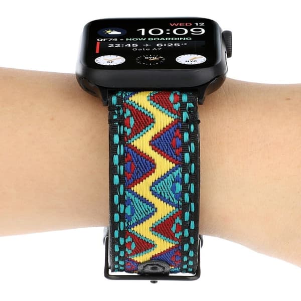 Apple Watch Series 6 / 5 40mm ethnic ægte læder rem - Multi-color Multicolor
