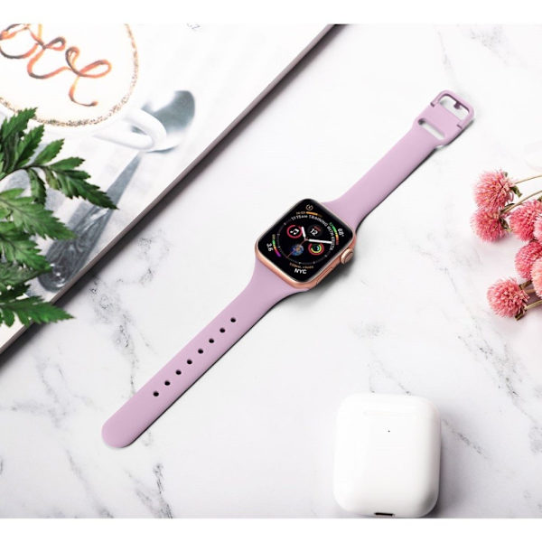 Apple Watch Series 5 40mm solid farve silikone Urrem - Lyselilla Pink