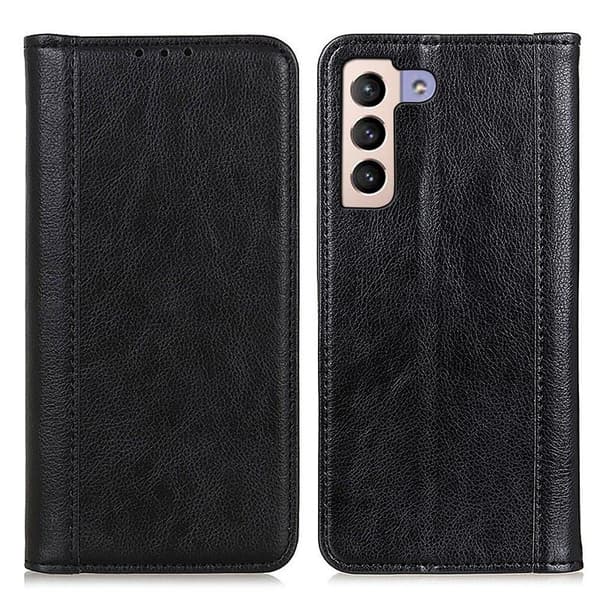 Samsung Galaxy S23 Plus ægte læderetui med magnetisk lukning - Sort Black