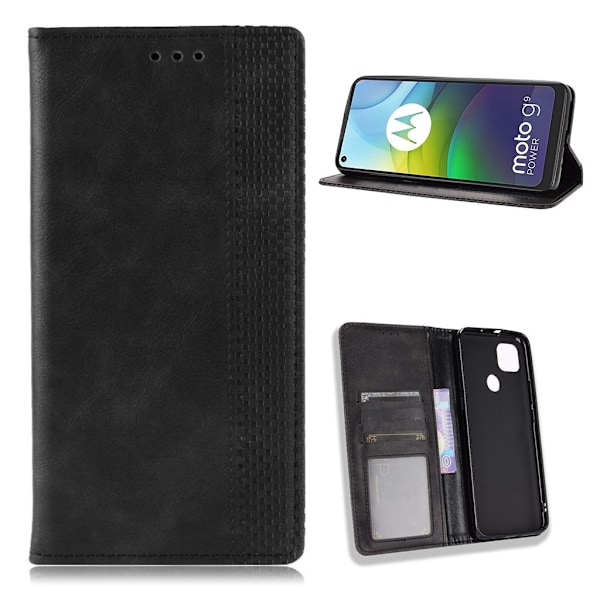 Bofink Vintage Motorola Moto G9 Power læder etui - sort Black