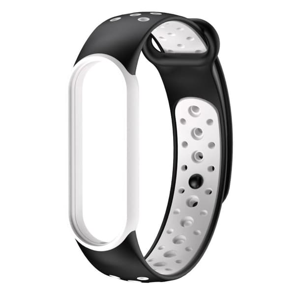 Xiaomi Mi Band 5 bi-farve silikone rem - sort / hvid Black