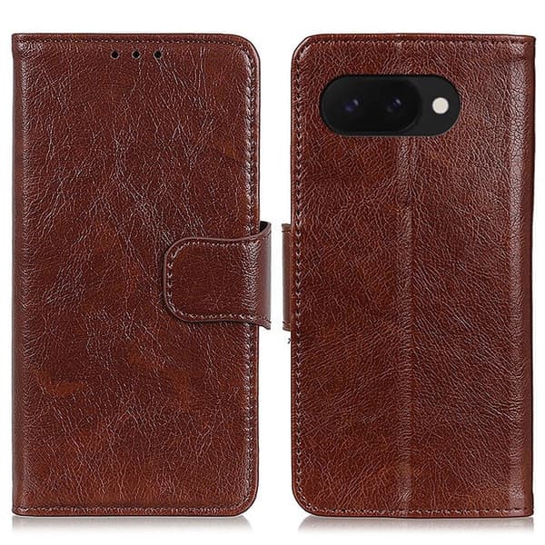 Neptunus Nahkainen Google Pixel 9a flip kuoret - Ruskea Brown