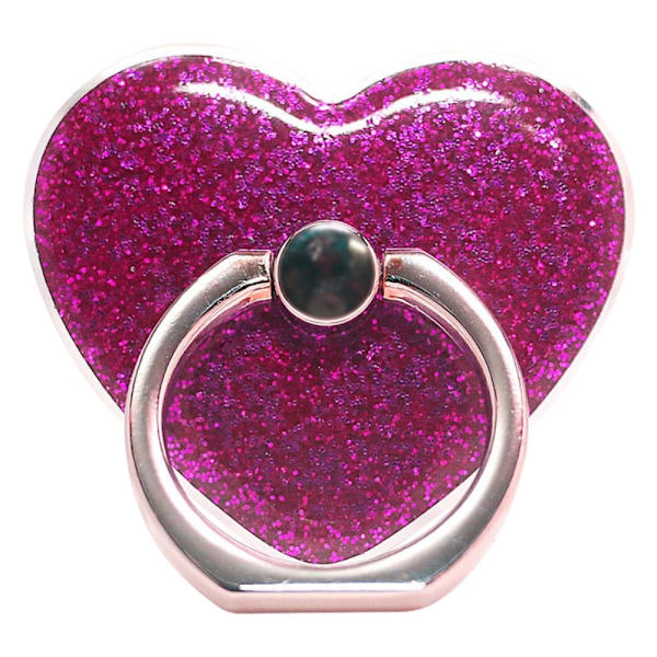 Hjerteformet glitterringholder til smarttelefon - Rose Pink