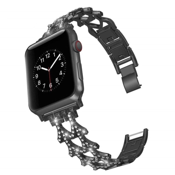 Apple Watch Series 5 44 mm klockarmband i rostfritt stål med strass - Svart Svart