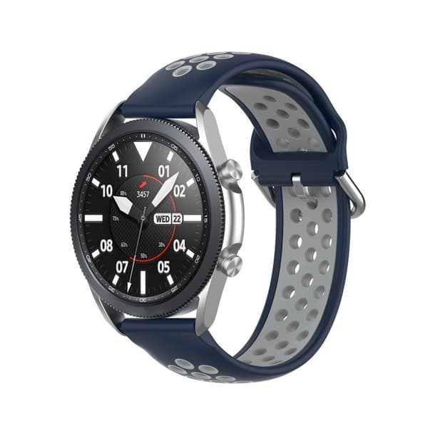 Samsung Galaxy Watch 3 (41mm) bi-farve silikone rem - mørkeblå / grå Blue