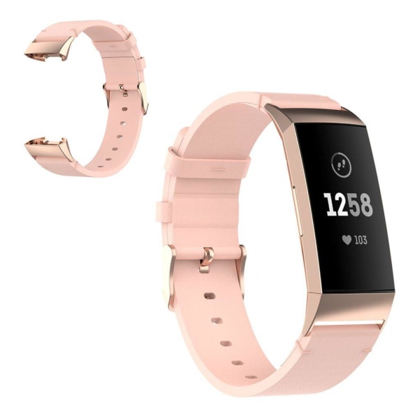 Fitbit Charge 4 / 3 genuine leather watch band - Pink Rosa